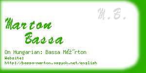 marton bassa business card